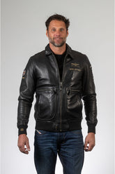 Blouson en cuir Royal Air Force Trenchard noir Homme